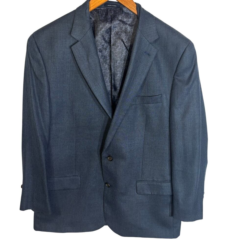 Ralph Ralph Lauren Navy Birdseye Silk Wool Blend Blazer Jacket Men's Size 46L